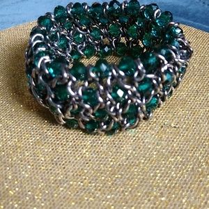 Emerald and silver bracelet